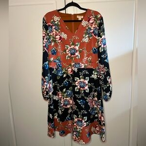 Brooks Brothers Red Fleece Colorblock Floral Dress